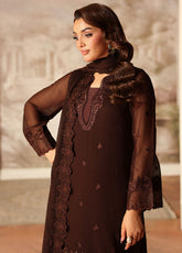 Ensembles By Azure Festive Embroidered Chiffon 3 Piece Unstitched Suit AZU25EFE D-COCOA DRAPE